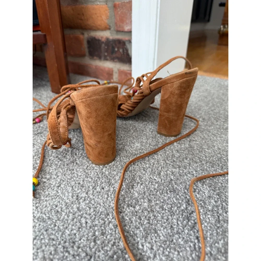 Festival Steve Madden Suede Tie Strap Block Heel Sandals Coachella 6.5